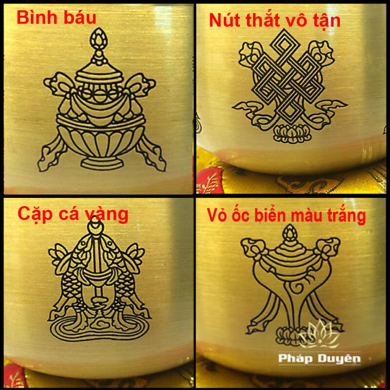 Chuông Đồng Vàng 8 Cát Tường, Nhiều Kích Thước - Ảnh 3
