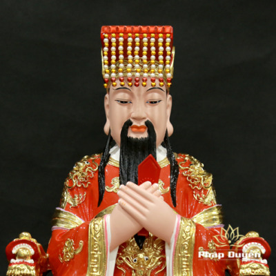Alternative view of Tượng Ngọc Hoàng Ngồi Ngai Rồng Áo Đỏ Sơn Mạ Vàng Bằng Composite, Cao 40cm, 48cm