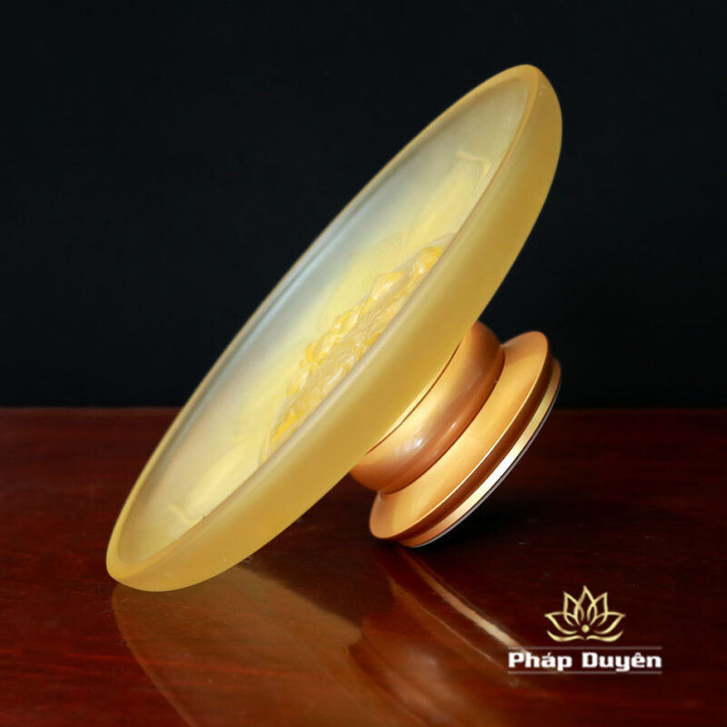 Đĩa Cửu Liên Bằng Lưu Ly Mầu Vàng, Đường Kính 30cm - Ảnh 3