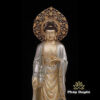 Bộ Tượng Tây Phương Tam Thánh Đứng Bằng Đồng Cổ Kim Mầu Bạc, Cao 88cm, 108cm - ảnh 3