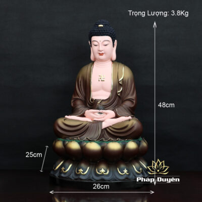 Tượng Bổn Sư Thích Ca Mâu Ni Ngồi, Bằng Composite Sơn Nâu, Cao 30 - 40cm