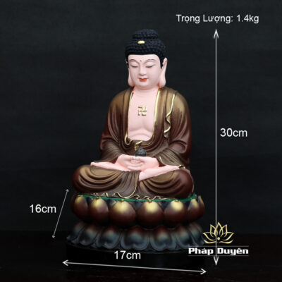 Tượng Bổn Sư Thích Ca Mâu Ni Ngồi, Bằng Composite Sơn Nâu, Cao 30 - 40cm