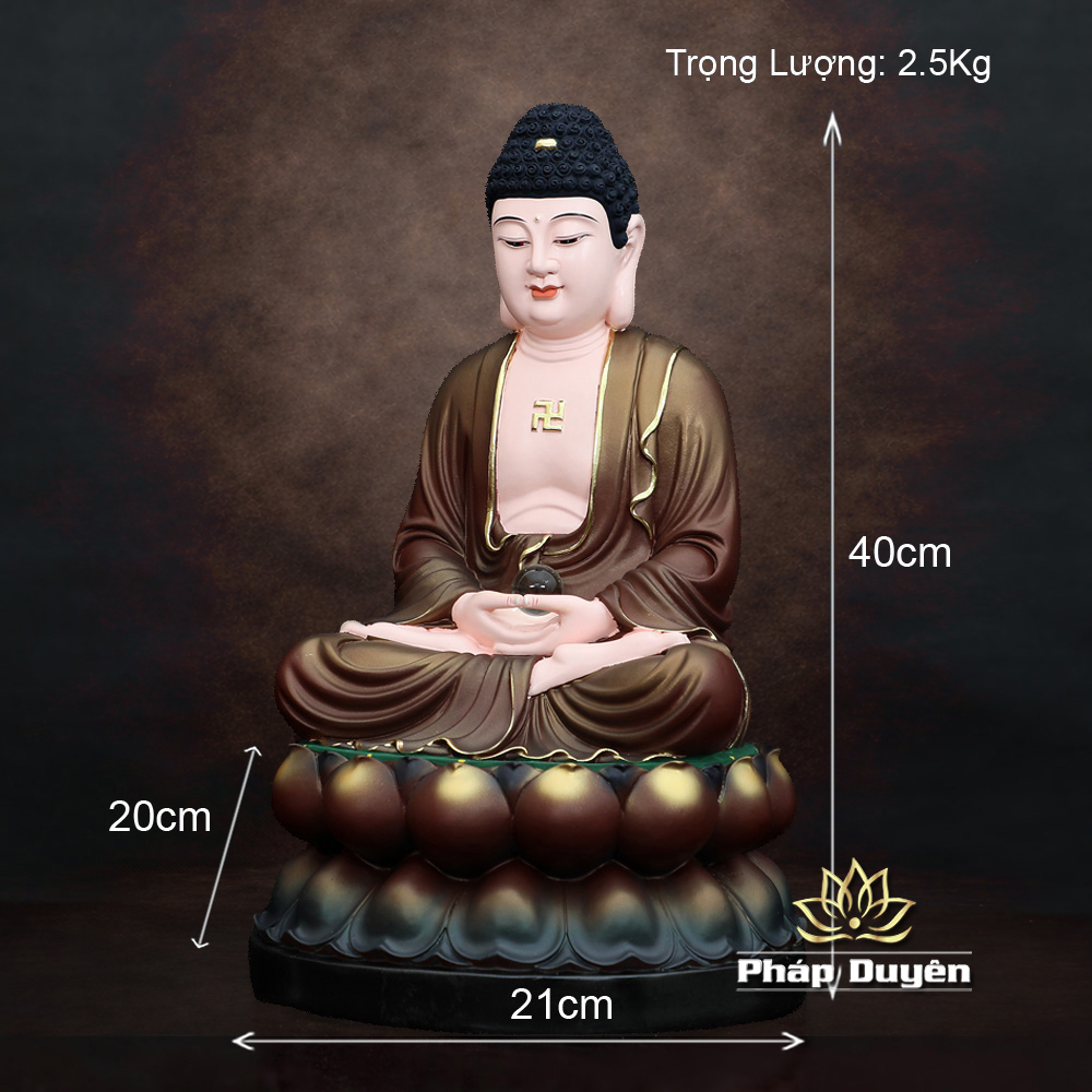 Tượng Bổn Sư Thích Ca Mâu Ni Ngồi, Bằng Composite Sơn Nâu, Cao 30 - 40cm - ảnh 18