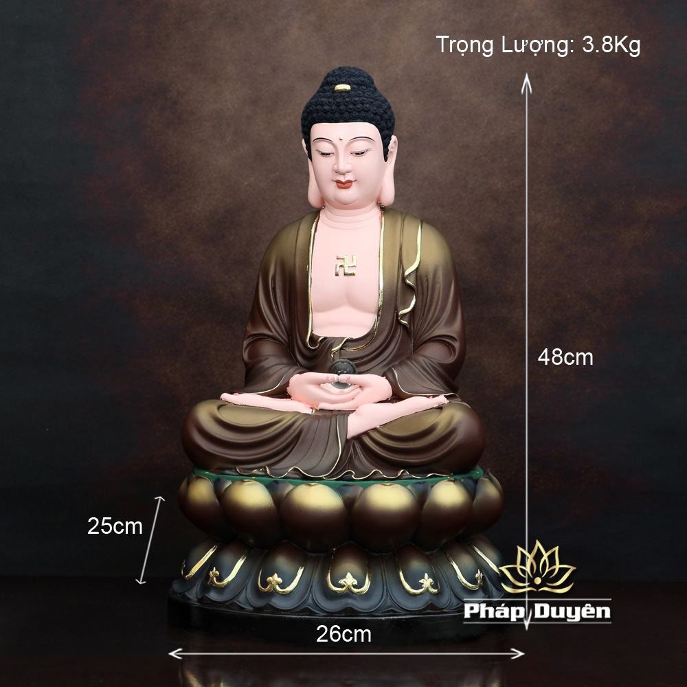 Tượng Bổn Sư Thích Ca Mâu Ni Ngồi, Bằng Composite Sơn Nâu, Cao 30 - 40cm - ảnh 19