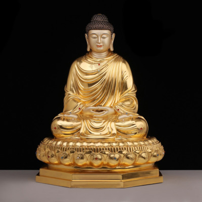Tượng Bổn Sư Thích Ca Tĩnh Tâm Bằng Đồng Dát Vàng, Cao 68cm,  88cm, 108cm, 153cm