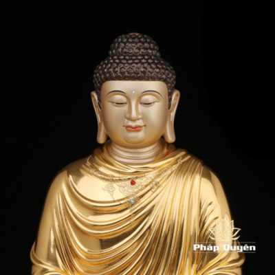 Alternative view of Tượng Bổn Sư Thích Ca Tĩnh Tâm Bằng Đồng Dát Vàng, Cao 68cm,  88cm, 108cm, 153cm