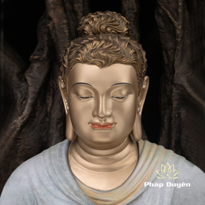 Alternative view of Tượng Phật Thích Ca Thành Đạo Khai Quang Bằng Đồng Sơn Màu, Cao 40cm, 48cm, 68cm (Giá Không Bao Gồm Nai)