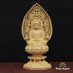 tượng phật thích ca gỗ hoàng dương nhỏ 28cm