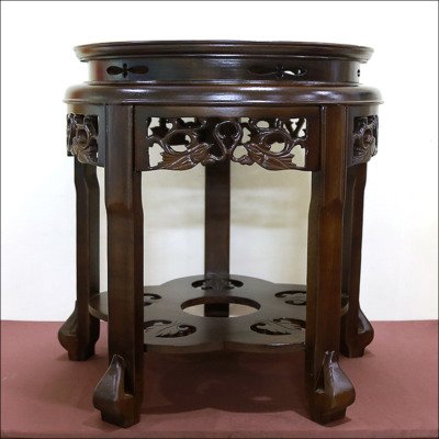 Đôn Để Chuông Mõ Bằng Gỗ Hương Mầu Nâu Đen, Đường Kính 54cm, Cao 60cm