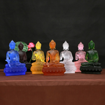 Bộ Tượng Thất Phật Dược Sư Chất Liệu Đá Lưu Ly, Cao 22cm