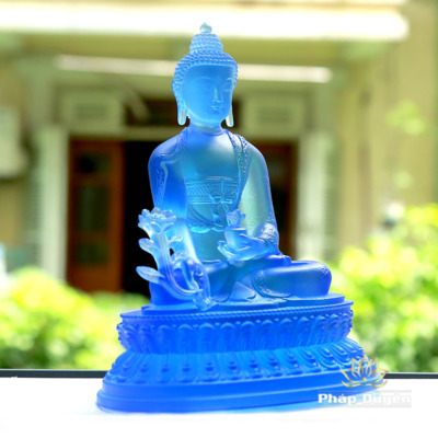 Alternative view of Tượng Phật Dược Sư Lưu Ly Màu Xanh Dương, Không Lá Đề, Cao 19cm