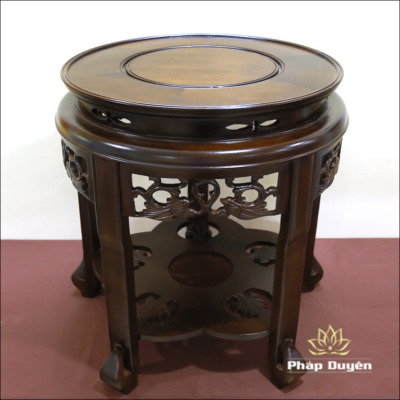 Alternative view of Đôn Để Chuông Mõ Bằng Gỗ Hương Mầu Nâu Đen, Đường Kính 54cm, Cao 60cm