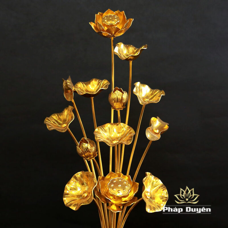 Đôi Hoa Sen Nhôm 13 Bông, Cao 40cm - Ảnh 2