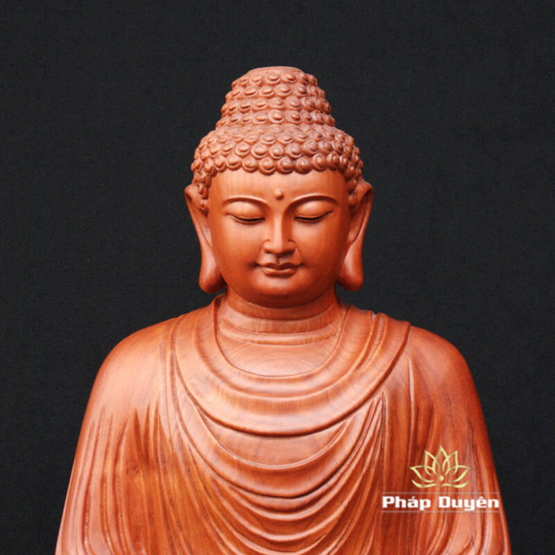Tượng Thích Ca Ngồi Đài Sen, Gỗ Hương Nguyên Khối, Cao 50cm - Ảnh 2