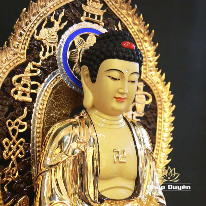Tượng Phật Dược Sư Ngồi, Bằng Đồng Mạ Vàng, Kích Thước 48x28x28cm (Tổng Cao 58cm) - Ảnh 3