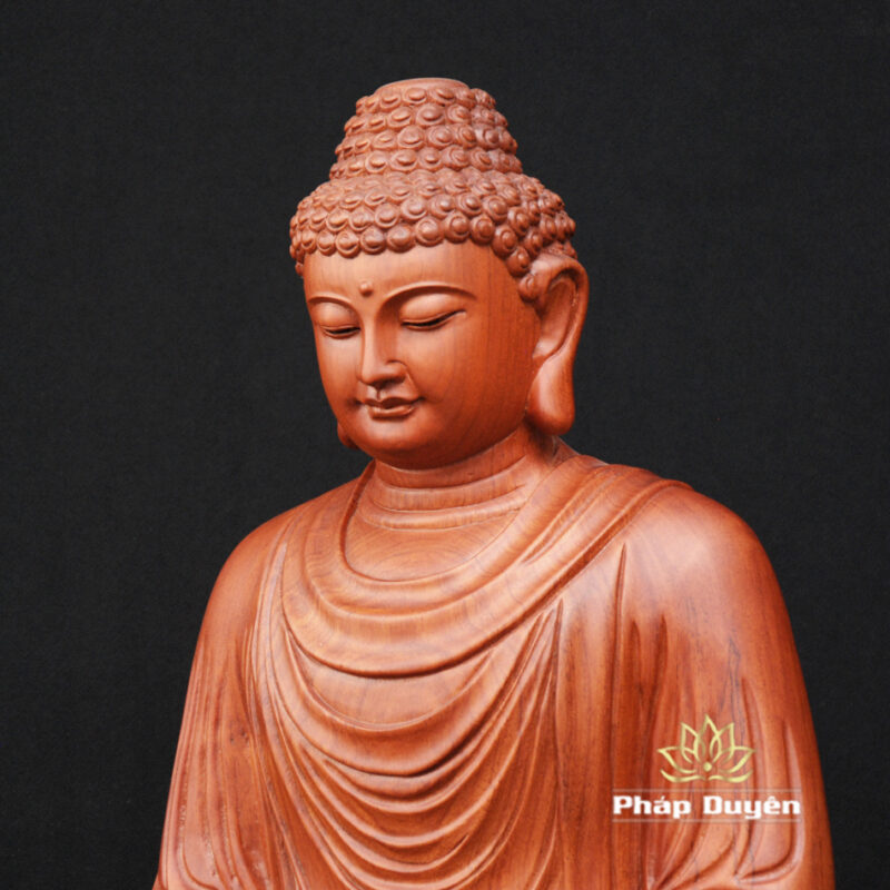 Tượng Thích Ca Ngồi Đài Sen, Gỗ Hương Nguyên Khối, Cao 50cm - Ảnh 3