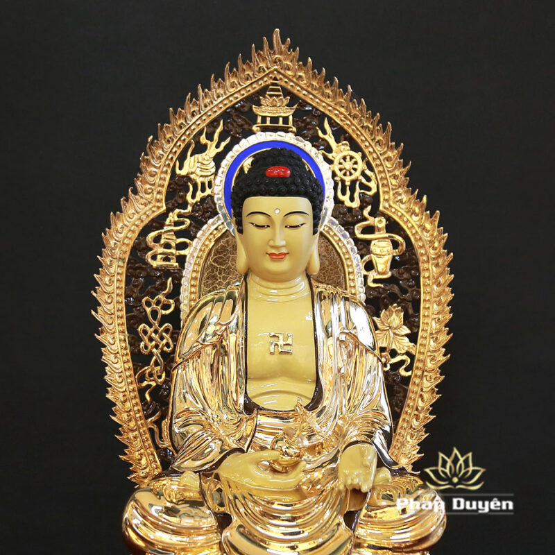 Tượng Phật Dược Sư Ngồi, Bằng Đồng Mạ Vàng, Kích Thước 48x28x28cm (Tổng Cao 58cm) - Ảnh 4