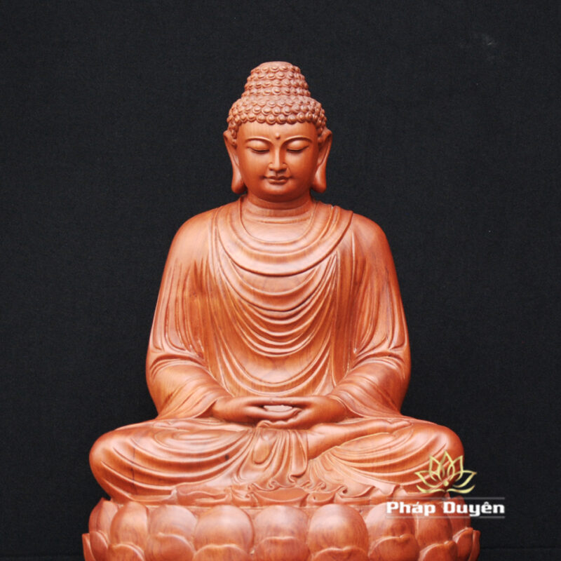 Tượng Thích Ca Ngồi Đài Sen, Gỗ Hương Nguyên Khối, Cao 50cm - Ảnh 4