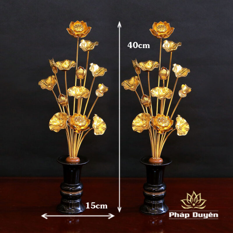 Đôi Hoa Sen Nhôm 13 Bông, Cao 40cm - Ảnh 5
