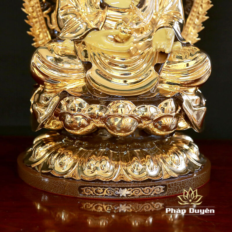 Tượng Phật Dược Sư Ngồi, Bằng Đồng Mạ Vàng, Kích Thước 48x28x28cm (Tổng Cao 58cm) - Ảnh 5