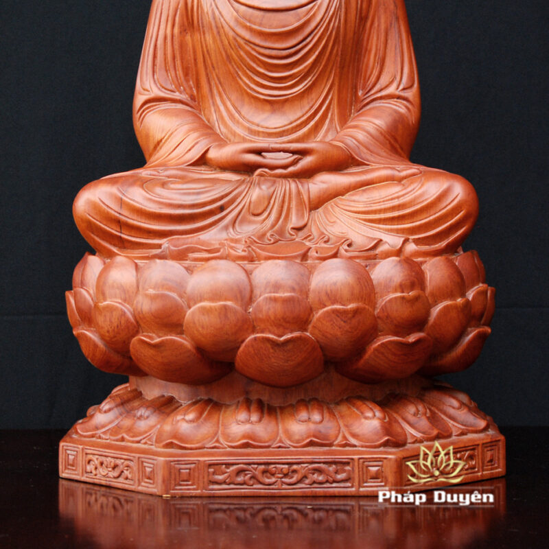 Tượng Thích Ca Ngồi Đài Sen, Gỗ Hương Nguyên Khối, Cao 50cm - Ảnh 5