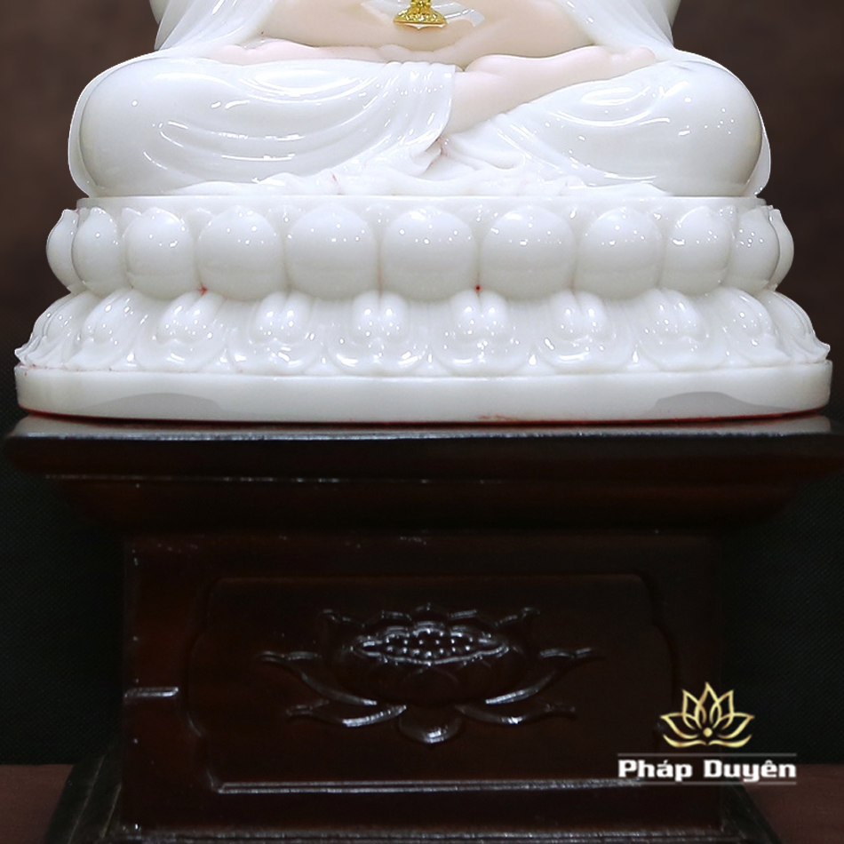 Tượng A Di Đà Ngồi Đài Sen, Bằng Bột Đá Trắng, Cao 36cm - ảnh 9