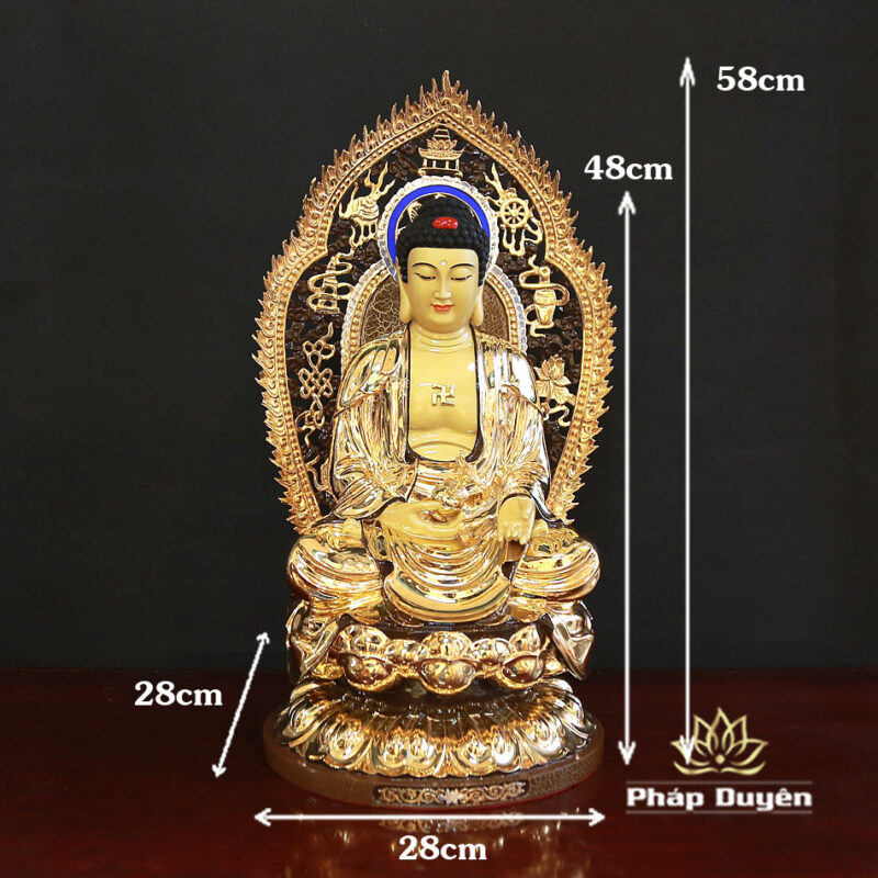 Tượng Phật Dược Sư Ngồi, Bằng Đồng Mạ Vàng, Kích Thước 48x28x28cm (Tổng Cao 58cm) - Ảnh 6