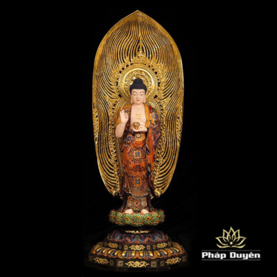 Alternative view of Bộ Tượng Tây Phương Tam Thánh Bằng Đồng Dát Vàng Cao 142cm (Tổng Lá Đề 200cm)