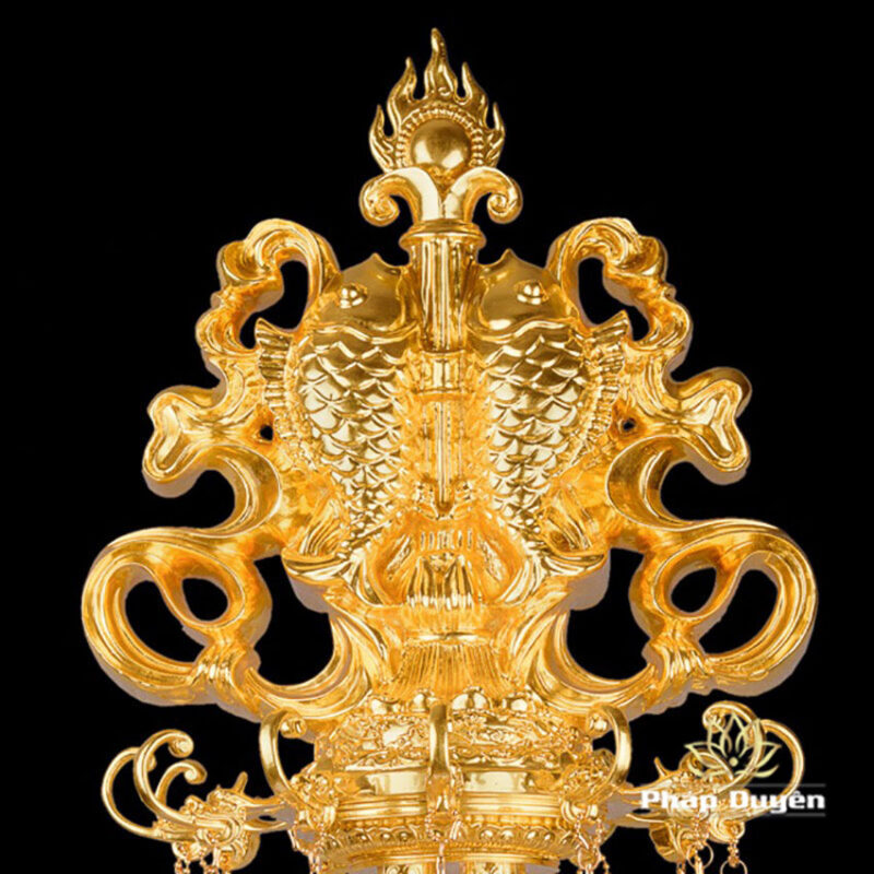 Bộ 8 cát tường Bằng Đồng Dát Vàng, Cao 113cm - Ảnh 3