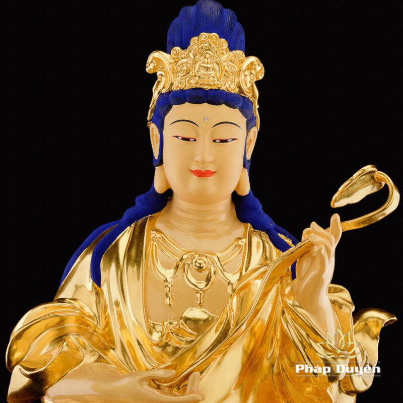 Tượng Văn Thù Bồ Tát Bằng Đồng Dát Vàng, Kích Thước 30cm x 52cm x 85cm, Trọng Lượng 50kg - Ảnh 4