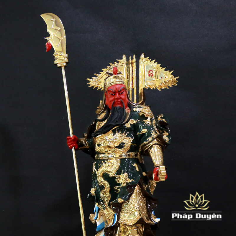 Tượng Quan Công Đứng Cửu Long Bằng Đồng Dát Vàng, Cao 48cm - Ảnh 4