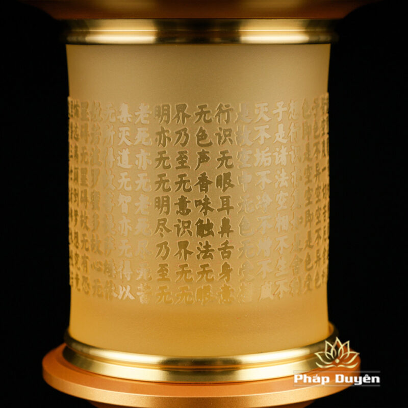 Đôi Đèn Led Nắp Ô Tâm Kinh Đổi Màu, Bằng Lưu Ly, Chân Đồng (Có Điều Khiển), Cao 35cm - Ảnh 6