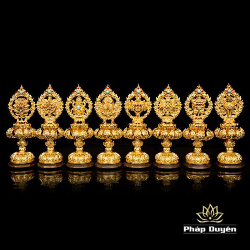 Bộ 8 cát tường Bằng Đồng Dát Vàng, Kích Thước 6,8cm x 23,5cm - Ảnh 6