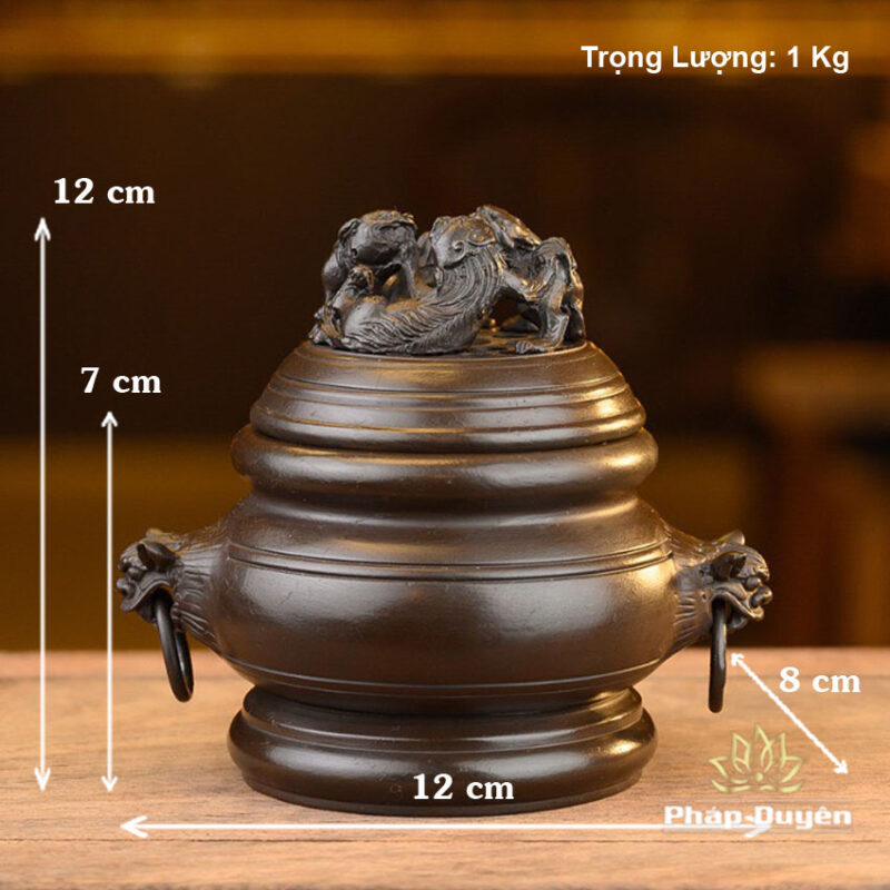Lư Trầm Kỳ Lân Bằng Đồng Màu Đất Nung, Kích Thước 8x12cm, Trọng Lượng 1,8kg - Ảnh 6