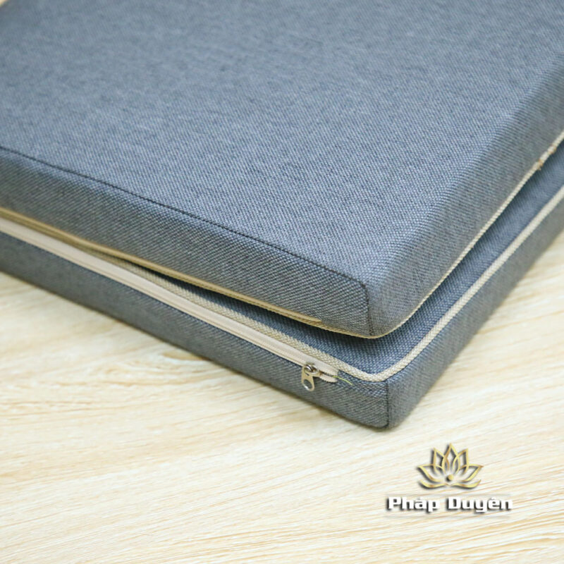 Đệm Lót Ngồi Thiền Xơ Dừa, Thêu Hoa Sen, Mầu Xám, Kích Thước 60x60cm, 70x70cm, 80x80cm - Ảnh 3