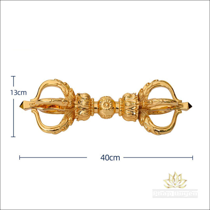 Chày Kim Cang Bằng Đồng Dát Vàng, Kích Thước 13cm x 40cm, Trọng Lượng 4.5Kg - Ảnh 7