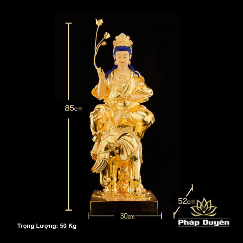 Tượng Phổ Hiền Bồ Tát Bằng Đồng Dát Vàng, Kích Thước 30cm x 52cm x 85cm, Trọng Lượng 50kg - Ảnh 7
