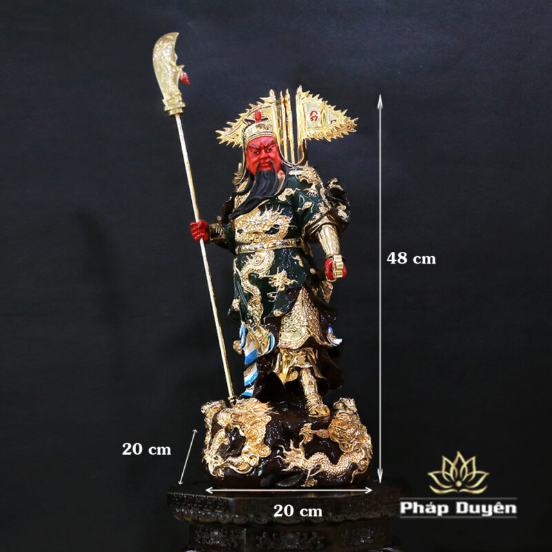 Tượng Quan Công Đứng Cửu Long Bằng Đồng Dát Vàng, Cao 48cm - Ảnh 7
