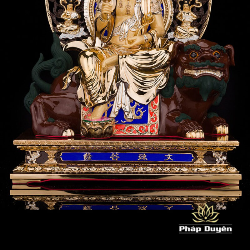 Bộ Tượng Hoa Nghiêm Tam Thánh Bằng Đồng Dát Vàng, Cao 52cm (Tổng Lá Đề Cao 68cm) - Ảnh 9
