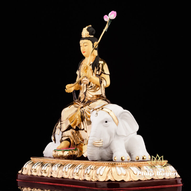 Tượng Phổ Hiền Bồ Tát Bằng Đồng Dát Vàng cao 40cm - Ảnh 4