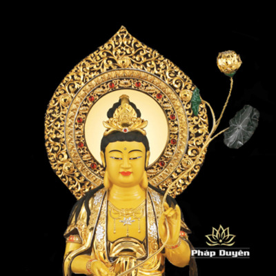 Alternative view of Tượng Phổ Hiền Bồ Tát Bằng Đồng Dát Vàng Cao 88cm ( Tổng Lá Đề 106cm)