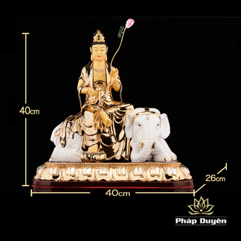 Tượng Phổ Hiền Bồ Tát Bằng Đồng Dát Vàng cao 40cm - Ảnh 5