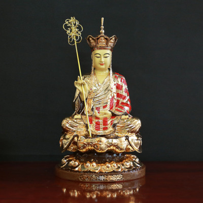 Tượng Địa Tạng Vương Áo Đỏ, Bằng Đồng Đài Loan Mạ Vàng, Cao 40cm