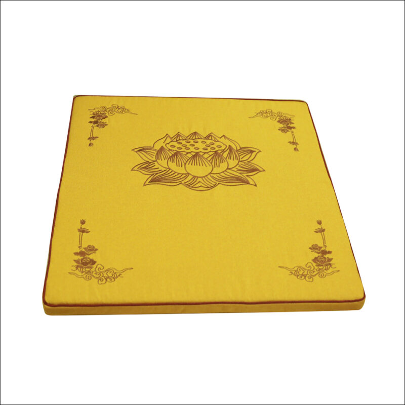 Đệm Lót Ngồi Thiền Xơ Dừa, Thêu Hoa Sen Cao Cấp, Mầu Vàng, Kích Thước 60cmx60cm, 70cmx70, 80cmx80cm