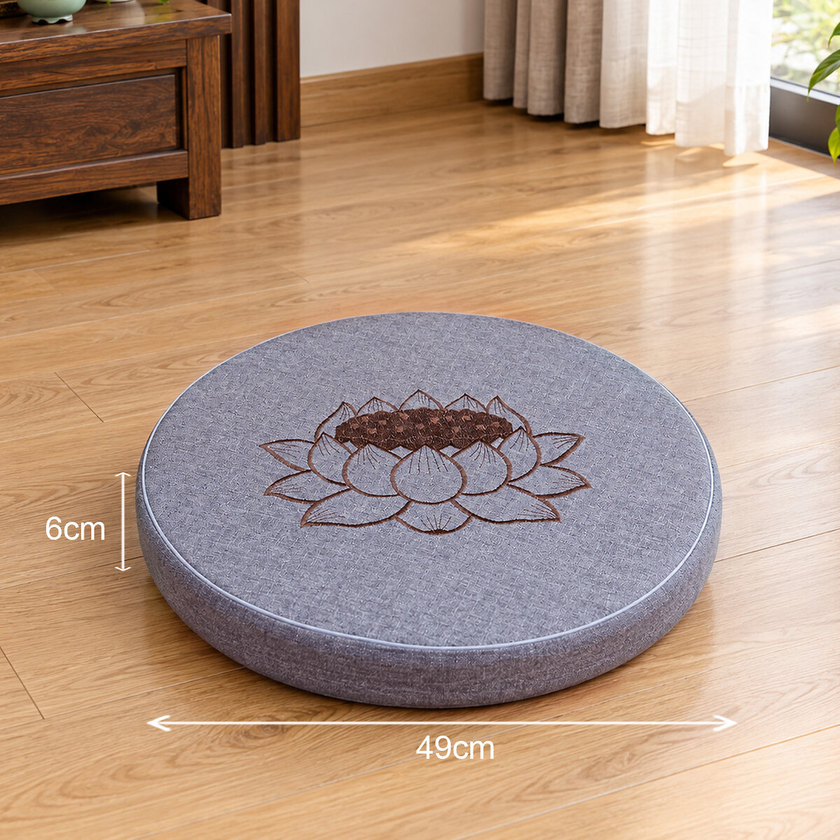 (Pre-order) Bồ Đoàn Thêu Hoa Sen Màu Xám, Kích Thước 49x6cm, 58x6cm - ảnh 11