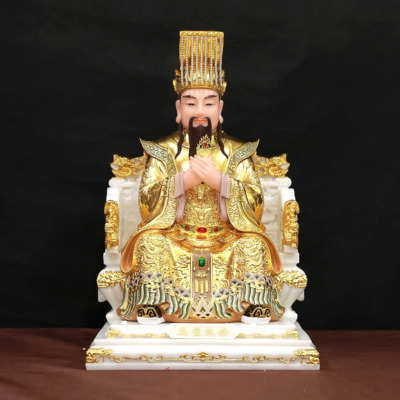 Tượng Ngọc Hoàng Ngồi Ngai Rồng Bằng Bột Đá Dát Vàng 9981, Nhiều Kích Thước