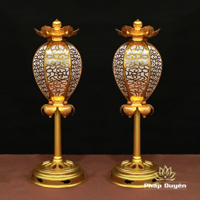 Đôi Đèn Lồng Để Bàn Bằng Hợp Kim Mạ Vàng, Cao 40 cm