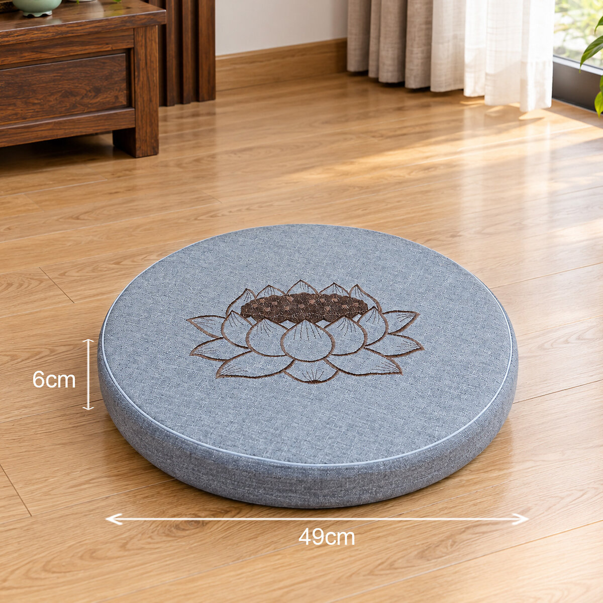 (Pre-order) Bồ Đoàn Thêu Hoa Sen Màu Xám, Kích Thước 49x6cm, 58x6cm - ảnh 13