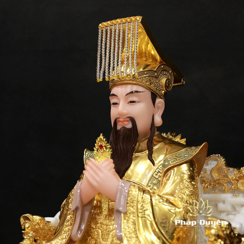 Tượng Ngọc Hoàng Ngồi Ngai Rồng Bằng Bột Đá Dát Vàng, Cao 48cm - Ảnh 3