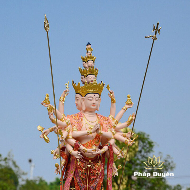 Tượng Thiên Thủ Thiên Nhãn Bằng Đồng Sơn Mầu Họa Tiết, Cao 146cm - Ảnh 3